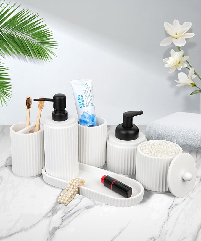 White Bathroom Accessory Set - Image 5