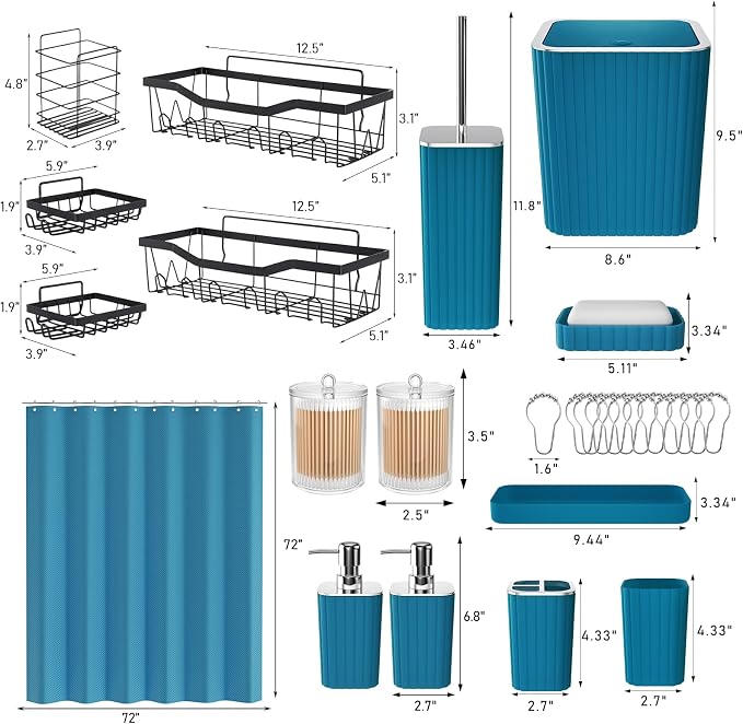 Bathroom Set - 28PC Gorgeous Teal Bathroom Set - Image 5