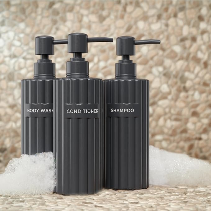 Stylish Shampoo and Conditioner Dispenser Set of 3 - Image 9