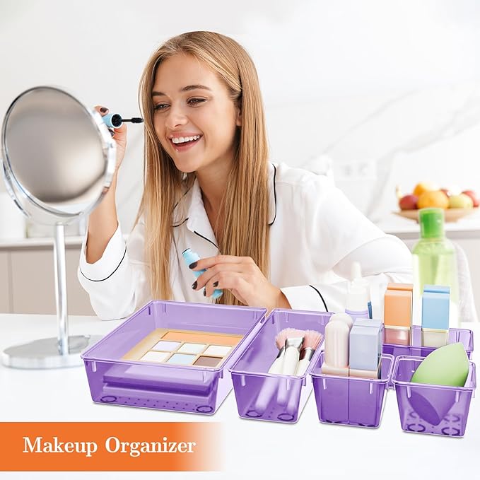 25 PCS Plastic Drawer Organizer Set, 4-Size Versatile Organizer Trays & storage - Image 5