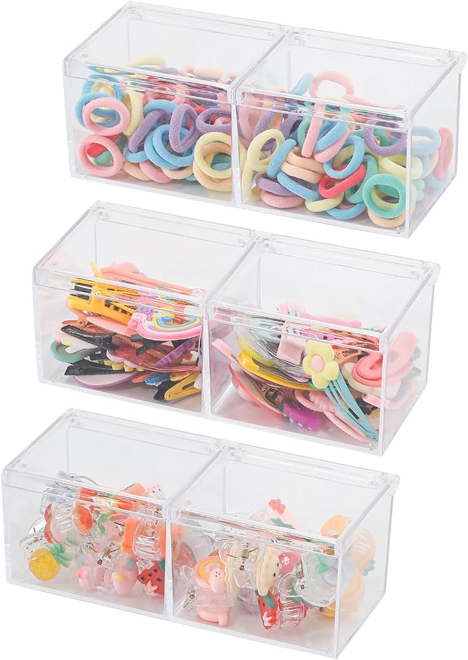 3 Pack Bathroom Canister with Divider, Plastic Vanity Drawer Storage Jars with - Image 7