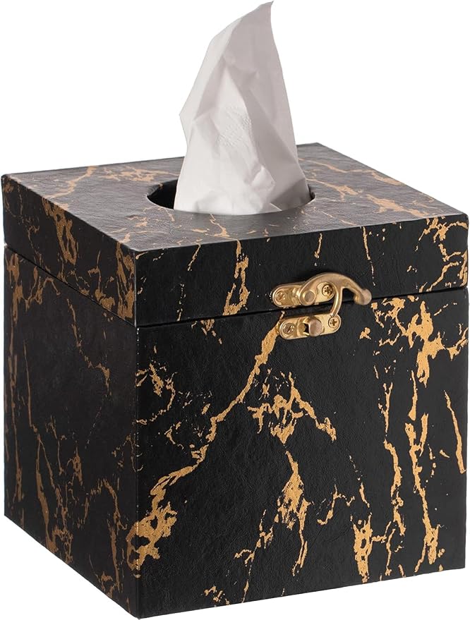 Black and Gold Marble Tissue Box Cover by UPPER+DECOR