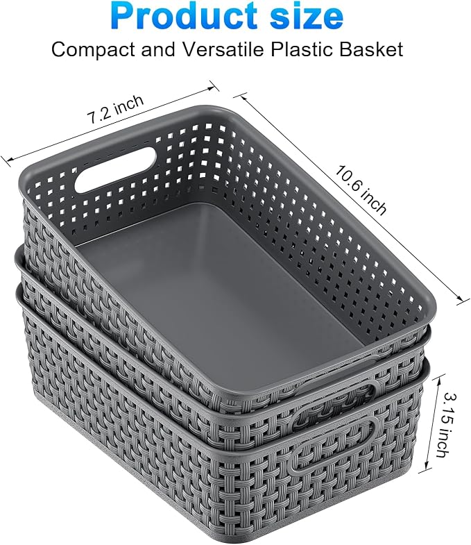 6 Pack Plastic Storage Baskets, Small Baskets - Image 4