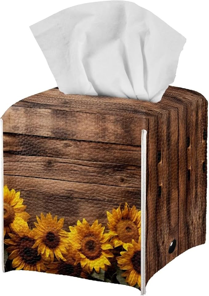 Sunflower Board Tissue Box Holder Portable Lightweight Square Tissue Box Cover - Image 2