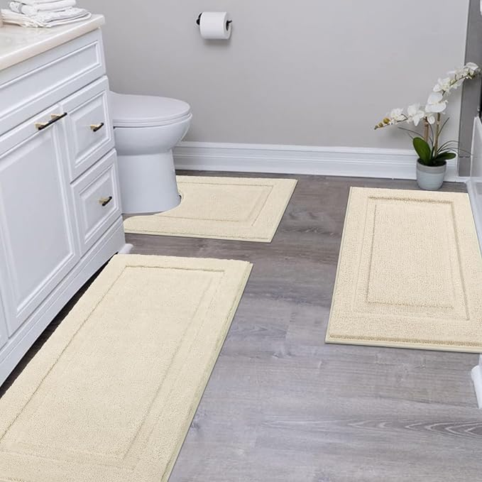 SHACOS Soft Fluffy Bathroom Runner Rugs Set of 3 Bath Mats - Image 2
