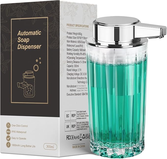 Automatic Soap Dispenser Foam for Kitchen: 11 OZ Glass Touchless Clear Auto - Image 8
