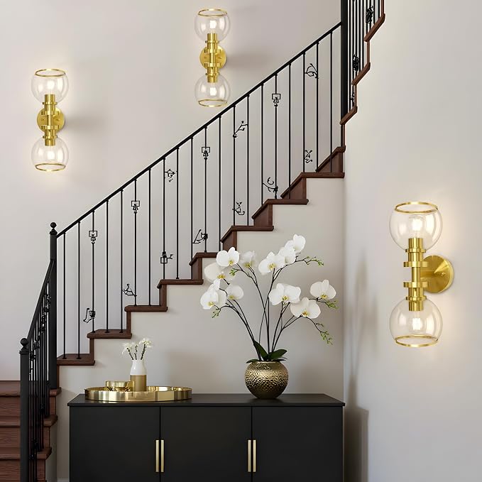 Bathroom Sconces Set of Two, Brushed Gold Wall Sconces - Image 7