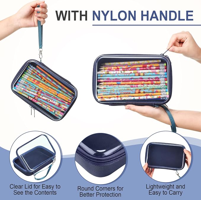4 Pcs Hard Clear Zipper Case Hard Shell Plastic Pencil Case Large Transparent - Image 4