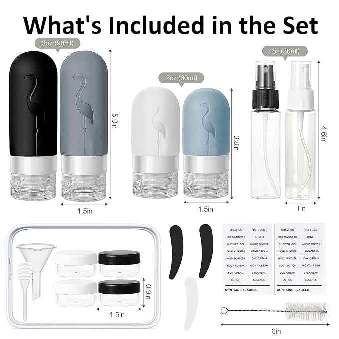Empty 3 oz Travel Size Bottles Toiletries Containers - Image 2