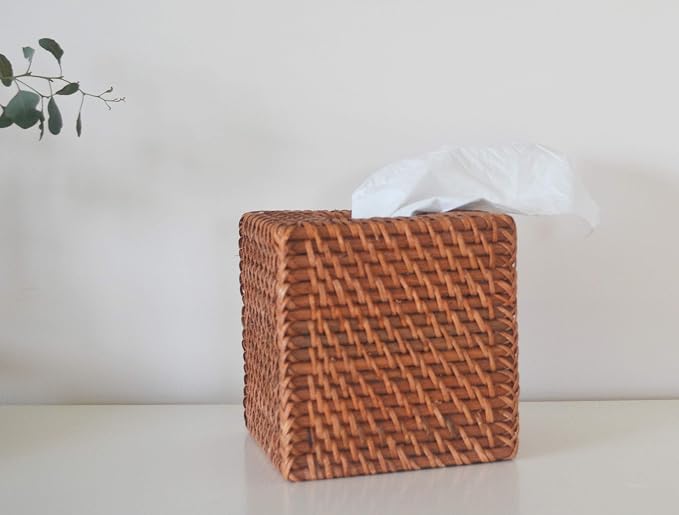 Rattan Tissue Box Cover Natural Woven Facial Napkin Holder Square - Image 7