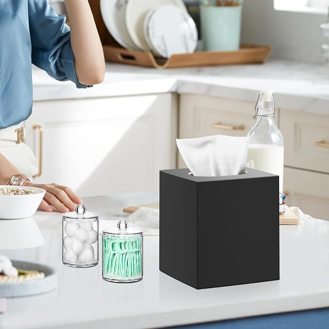 Tissue Box Cover, Square Facial Acrylic Tissue Box Holder - Image 2