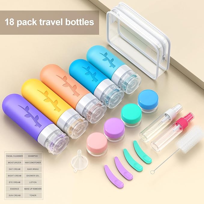 19pack Travel Bottles for Toiletries, TSA Approved Silicone Size Containers for - Image 6