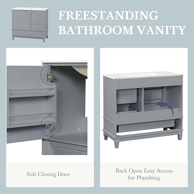 Harper & Bright Designs 36" Bathroom Vanity - Image 6