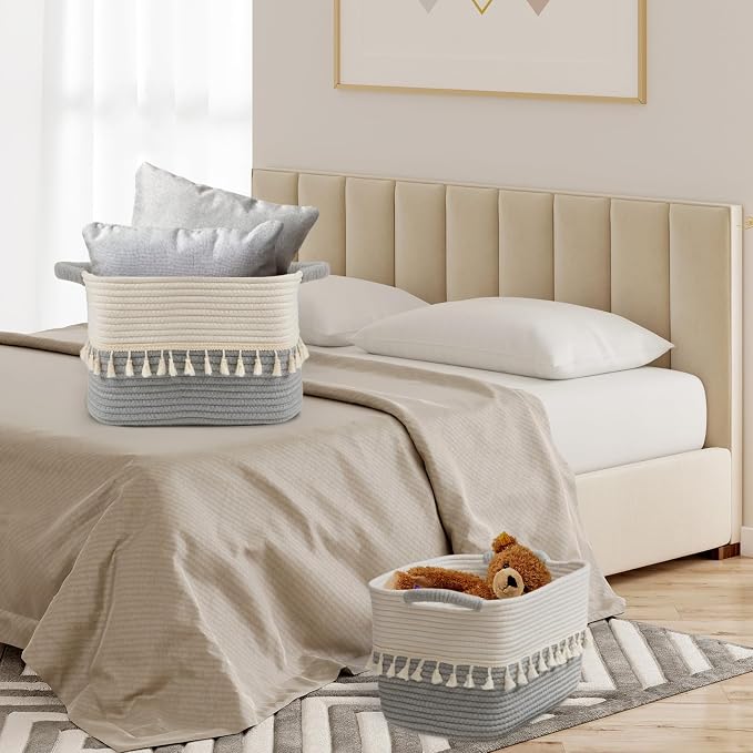 TeoKJ Storage Basket 3 Pack for Organizing, Cotton Rope Baskets for Toy - Image 7