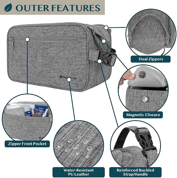 PAVILIA Toiletry Bag for Men, Travel Essentials Shaving Dopp Kit, Mens Travel - Image 3