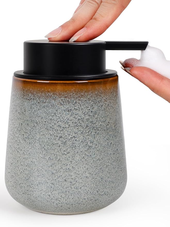INGOFIN Ceramic Foaming Soap Dispenser -12oz Foam Hand Soap Dispenser Bathroom by INGOFIN