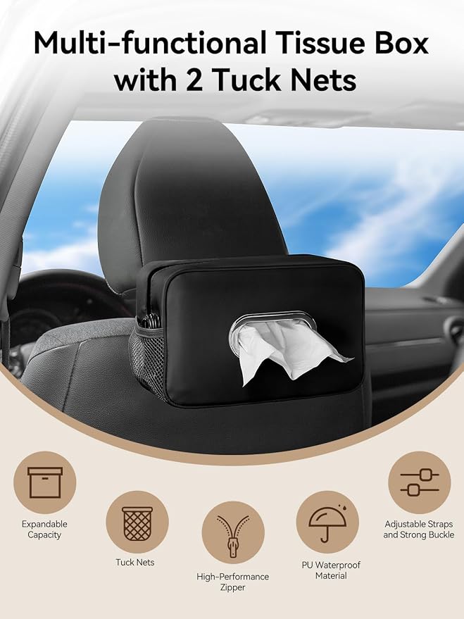 2Pack Multi-Functional Car Tissue Holder - Image 2