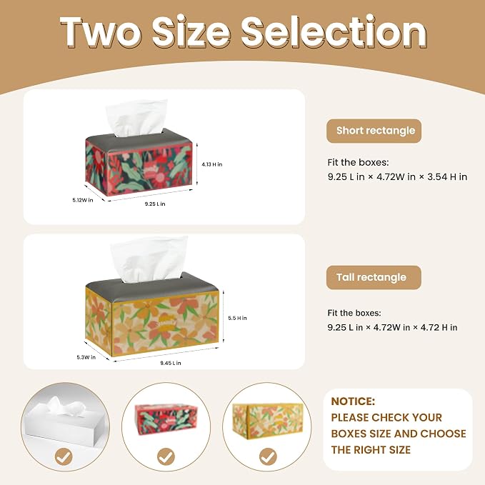 Long Tissue Box Cover, PU Leather Tissue Holder Rectangle, Facial Paper - Image 6
