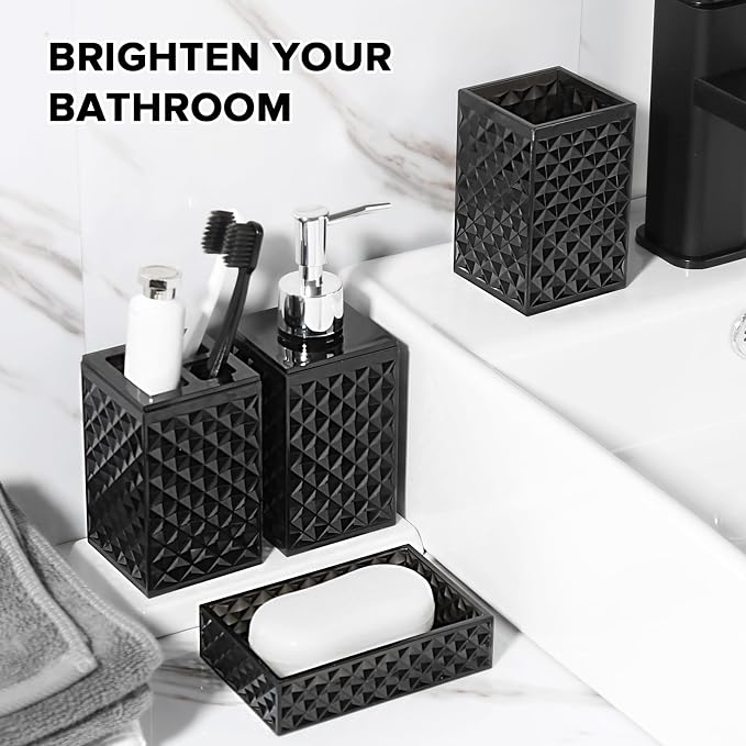 Black Bathroom Accessories Set, 4 Pack Matte Black Bath Accessory Sets Complete - Image 5