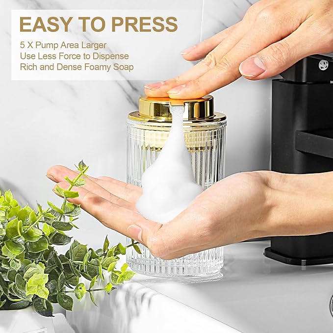 Foaming Soap Dispenser, 11 Fl Oz Clear Glass Foam Hand Soap Dispenser - Image 4