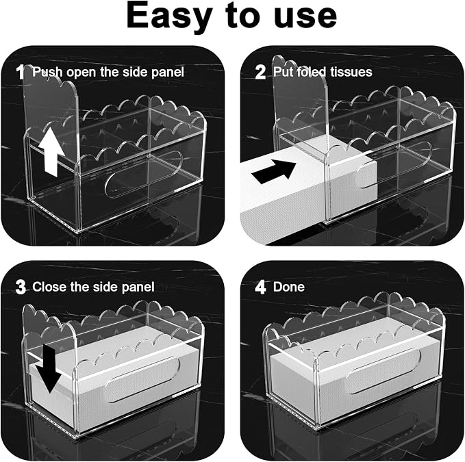LUGUNU Acrylic Tissue Box Holder, Modern Decorative Tissue Holder - Image 6