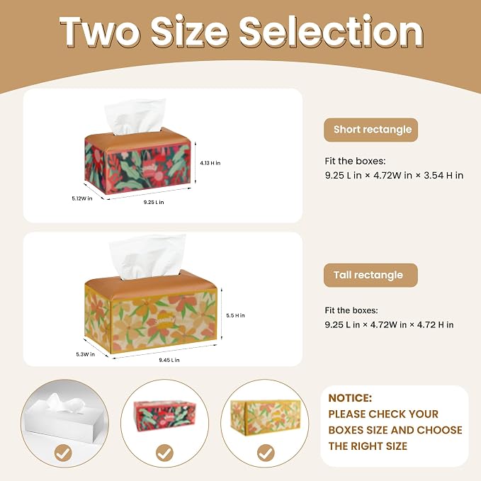 Long Tissue Box Cover, PU Leather Tissue Holder Rectangle, Facial Paper - Image 6