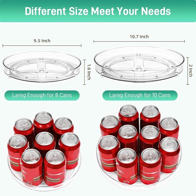 2 Pack Lazy Susan Organizer, 9.5 Inch, 10.7 Inch Lazy Susan Turntable - Image 4