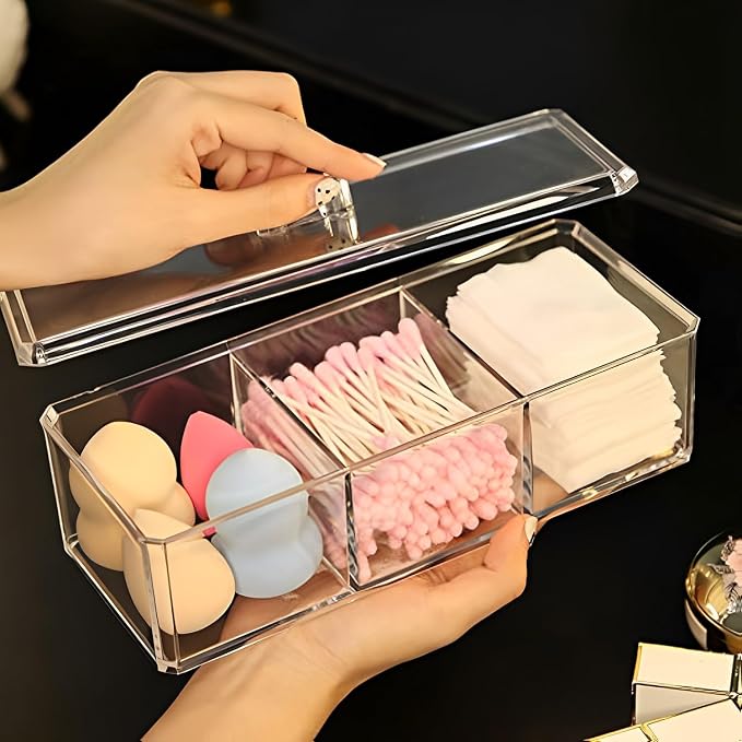 Sooyee Qtip Holder Rectangle Cotton Ball and Swab Holder Organizer by Sooyee