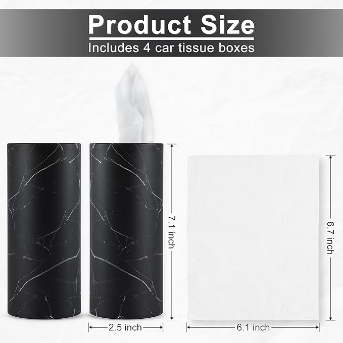 SINGARO Car Tissue Holder, 4 Pack Car Cup Holder Facial Tissues - Image 2