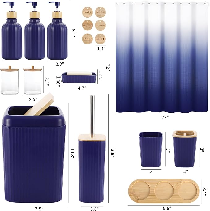30PCS Navy Blue Bathroom Accessories Set - Image 6