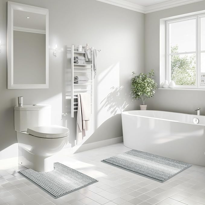 Bathroom Rugs Sets 2 Piece, Toilet Rugs U-Shaped, Contour Bath Mat Rugs Set - Image 2