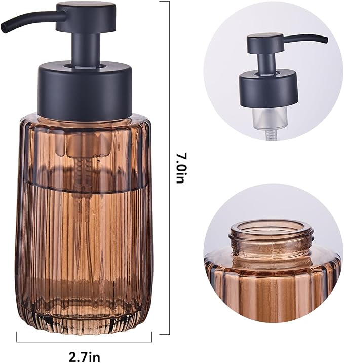 Easy Tang Glass Foaming Brown Soap Dispenser - Image 3