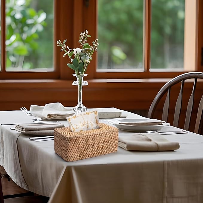 Rattan Tissue Box Cover Natural Woven Facial Napkin Holder Rectangular 10 x 6.1 - Image 6