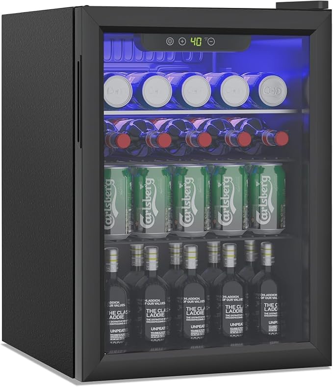 Compact Beverage Refrigerator, 105 Can/2.7 Cubic Feet Fridge by Erivess