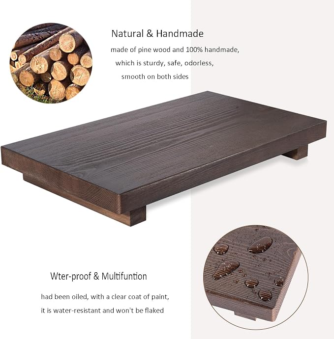 Bathroom Counter Organizer Wood Pedestal Stand Farmhouse Decorative Tray Soap - Image 4
