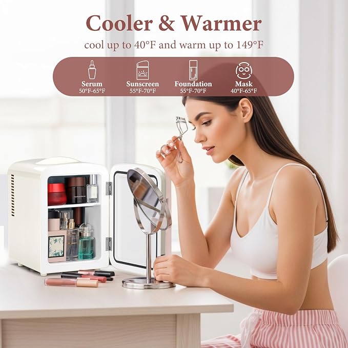 Xbeauty Retro Mini Fridge, Compact Refrigerator - Image 3