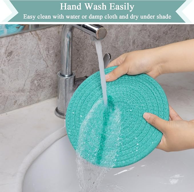 SHACOS 8 Inches Trivets for Hot Dishes, 4 Pieces Cotton Trivets Mats for Kitchen - Image 5