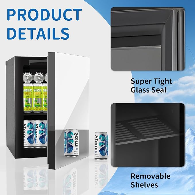 Beverage Refrigerator with Mirrored Front Door, 0.9 Cubic Feet/24 Cans Fridge - Image 2