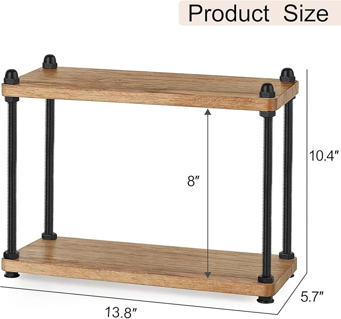 Mkono Bathroom Counter Organizer, 2 Tier Wooden Shelf - Image 2