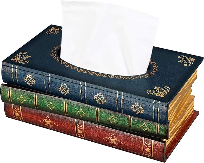 Antique Book Design Wood Bathroom Facial Tissue Dispenser Box Cover/Novelty by NFASHIONSO