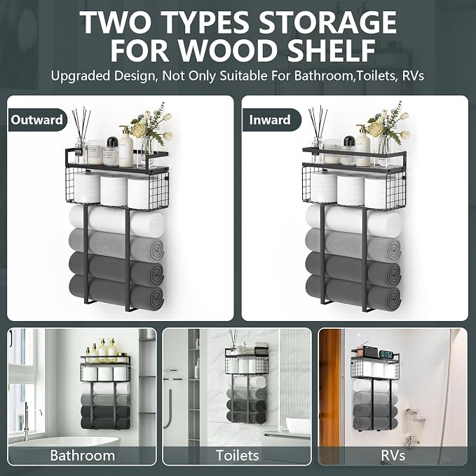 Towel Racks for Bathroom, Metal Towel Holder - Image 4