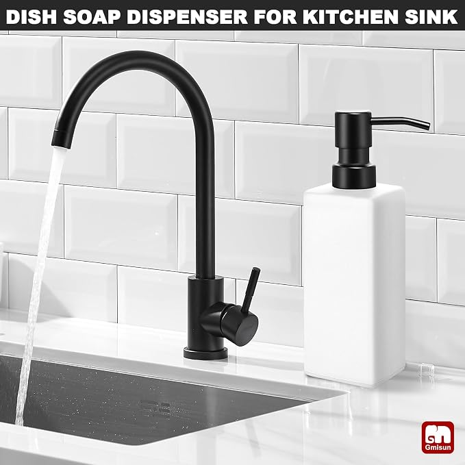 GMISUN White Soap Dispenser Bathroom, Hand Glass Soap Dispenser - Image 3