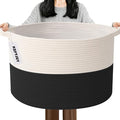 115L Large Blanket Basket, 23.6" L x 23.6" W x 15.7" H Rope Woven Baskets by HZFTJOY