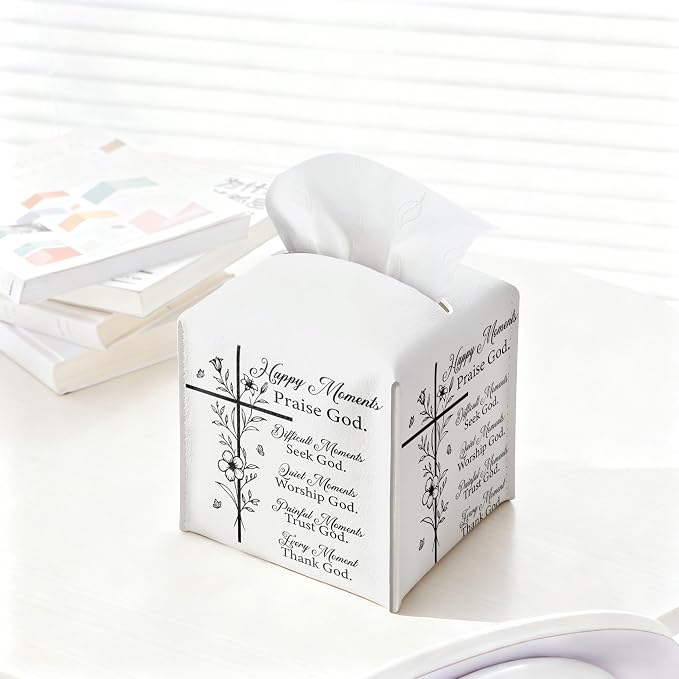 Christian Bible Verses Tissue Box Cover Square, Inspirational Quotes Waterproof - Image 4