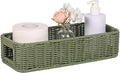 Storage Wicker Basket Decor: Green Decorative Storage Bin by UPINFREE