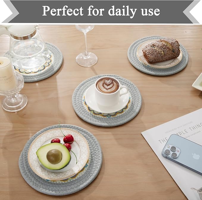 SHACOS 8 Inches Trivets for Hot Dishes, 4 Pieces Cotton and Felt Floral Pattern - Image 8