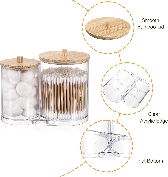 Hipiwe Acrylic Cotton Swab Holder Clear Qtip Dispenser - Image 5