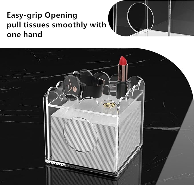 LUGUNU Acrylic Tissue Box Holder, Modern Decorative Tissue Holder - Image 4