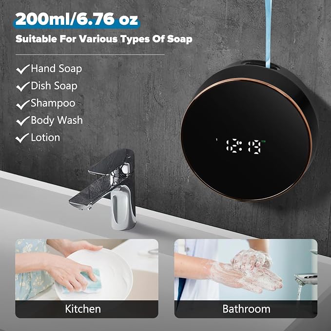 Automatic Soap Dispenser Liquid Bathroom: Wall Mount Rechargeable Touchless - Image 6