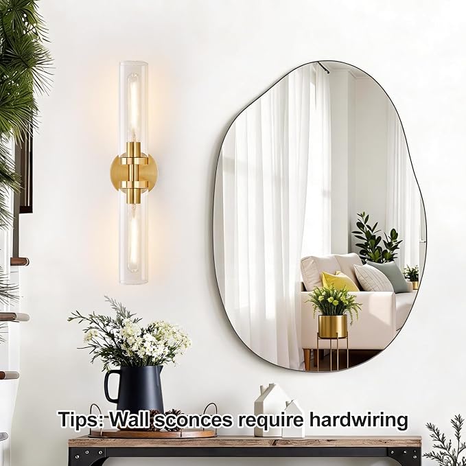 Brushed Gold Wall Sconces, Hardwired Bathroom Sconces Wall Lighting - Image 5